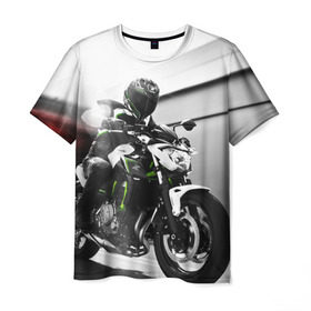 Мужская футболка 3D с принтом Kawasaki в Курске, 100% полиэфир | прямой крой, круглый вырез горловины, длина до линии бедер | motorbike | motorcycle | race | rider | ryder | speed | yamaha | байк | гонки | гонщик | кавасаки | мото | мотобайк | мотоцикл | райдер | скорость | ямаха