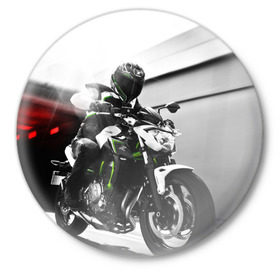 Значок с принтом Kawasaki в Курске,  металл | круглая форма, металлическая застежка в виде булавки | Тематика изображения на принте: motorbike | motorcycle | race | rider | ryder | speed | yamaha | байк | гонки | гонщик | кавасаки | мото | мотобайк | мотоцикл | райдер | скорость | ямаха