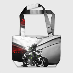 Пляжная сумка 3D с принтом Kawasaki в Курске, 100% полиэстер | застегивается на металлическую кнопку; внутренний карман застегивается на молнию. Стенки укреплены специальным мягким материалом, чтобы защитить содержимое от несильных ударов
 | motorbike | motorcycle | race | rider | ryder | speed | yamaha | байк | гонки | гонщик | кавасаки | мото | мотобайк | мотоцикл | райдер | скорость | ямаха