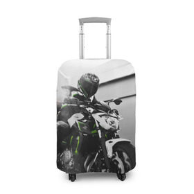 Чехол для чемодана 3D с принтом Kawasaki в Курске, 86% полиэфир, 14% спандекс | двустороннее нанесение принта, прорези для ручек и колес | motorbike | motorcycle | race | rider | ryder | speed | yamaha | байк | гонки | гонщик | кавасаки | мото | мотобайк | мотоцикл | райдер | скорость | ямаха