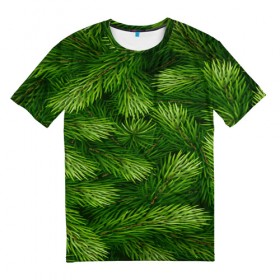 Мужская футболка 3D с принтом Ёлочка в Курске, 100% полиэфир | прямой крой, круглый вырез горловины, длина до линии бедер | веточки | елка | новогодняя ёлка | новый год | природа | рождество | сосна | текстуры | хвойные