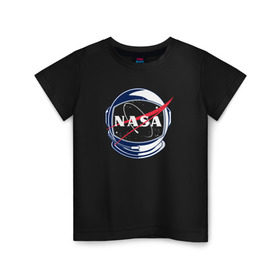 Детская футболка хлопок с принтом NASA в Курске, 100% хлопок | круглый вырез горловины, полуприлегающий силуэт, длина до линии бедер | nasa | астронавт | астрофизика | космическое агенство | космонавт | космос | наса | скафандр  | шлем