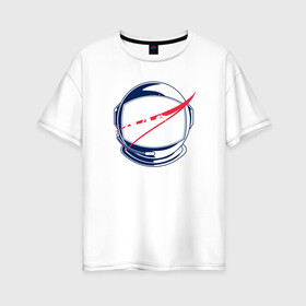 Женская футболка хлопок Oversize с принтом NASA в Курске, 100% хлопок | свободный крой, круглый ворот, спущенный рукав, длина до линии бедер
 | nasa | астронавт | астрофизика | космическое агенство | космонавт | космос | наса | скафандр  | шлем