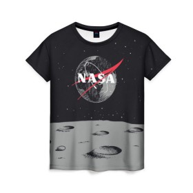 Женская футболка 3D с принтом NASA в Курске, 100% полиэфир ( синтетическое хлопкоподобное полотно) | прямой крой, круглый вырез горловины, длина до линии бедер | 