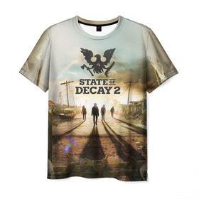Мужская футболка 3D с принтом State of Decay 2 в Курске, 100% полиэфир | прямой крой, круглый вырез горловины, длина до линии бедер | decay | horror | state | игра | стадия | хоррор