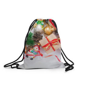 Рюкзак-мешок 3D с принтом Наш веселый Новый год в Курске, 100% полиэстер | плотность ткани — 200 г/м2, размер — 35 х 45 см; лямки — толстые шнурки, застежка на шнуровке, без карманов и подкладки | елка | зима | мороз | новый год | снег | снежинки