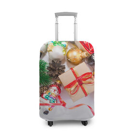 Чехол для чемодана 3D с принтом Наш веселый Новый год в Курске, 86% полиэфир, 14% спандекс | двустороннее нанесение принта, прорези для ручек и колес | елка | зима | мороз | новый год | снег | снежинки