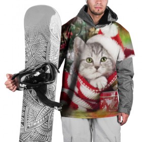 Накидка на куртку 3D с принтом Новогодний котик в Курске, 100% полиэстер |  | Тематика изображения на принте: елка | зима | кот | котейка | кошка | мороз | новый год | снег