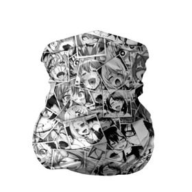 Бандана-труба 3D с принтом Ahegao в Курске, 100% полиэстер, ткань с особыми свойствами — Activecool | плотность 150‒180 г/м2; хорошо тянется, но сохраняет форму | Тематика изображения на принте: anime | аниме | лицо | паттрен | чернобелый