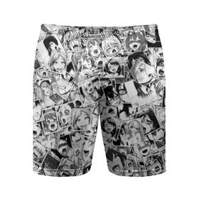 Мужские шорты 3D спортивные с принтом Ahegao в Курске,  |  | Тематика изображения на принте: anime | аниме | лицо | паттрен | чернобелый