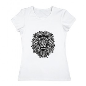 Женская футболка хлопок с принтом Лев рисованый в Курске, 100% хлопок | прямой крой, круглый вырез горловины, длина до линии бедер, слегка спущенное плечо | лев | рисунок