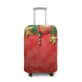 Чехол для чемодана 3D с принтом Новый год в Курске, 86% полиэфир, 14% спандекс | двустороннее нанесение принта, прорези для ручек и колес | гирлянды | елка | игрушки | новый год