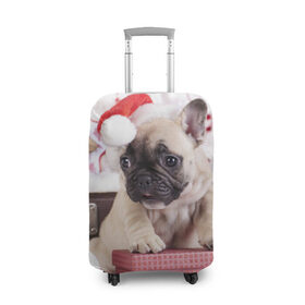 Чехол для чемодана 3D с принтом Новогодние чудеса в Курске, 86% полиэфир, 14% спандекс | двустороннее нанесение принта, прорези для ручек и колес | елка | новый год | пес | снег | снежинки | собака | щенок