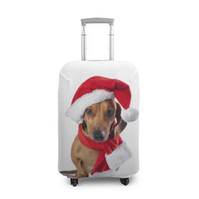Чехол для чемодана 3D с принтом Новый год со стилягами в Курске, 86% полиэфир, 14% спандекс | двустороннее нанесение принта, прорези для ручек и колес | елка | зима | мороз | новый год | пес | снег | снежинки | собака