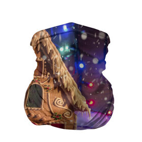 Бандана-труба 3D с принтом Мастерская Деда Мороза в Курске, 100% полиэстер, ткань с особыми свойствами — Activecool | плотность 150‒180 г/м2; хорошо тянется, но сохраняет форму | Тематика изображения на принте: елка | зима | мороз | новый год | символ | снег | снежинки