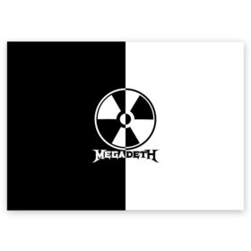 Поздравительная открытка с принтом Megadeth в Курске, 100% бумага | плотность бумаги 280 г/м2, матовая, на обратной стороне линовка и место для марки
 | megadet | megadeth | группа | дирк вербурен | дэвид эллефсон | дэйв мастейн | кико лоурейро | мегадет | мегадетх | метал | рок | трэш | трэшметал | тяжелый | хард | хардрок | хеви | хевиметал