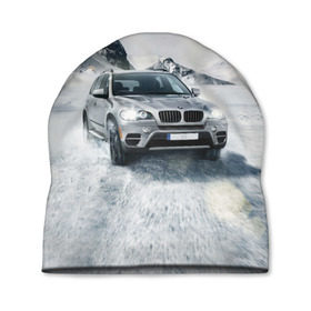 Шапка 3D с принтом BMW X5 в Курске, 100% полиэстер | универсальный размер, печать по всей поверхности изделия | Тематика изображения на принте: auto | race | авто | автомобиль | бмв | бумер | бэха | гонки | марка | машина