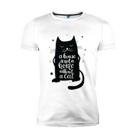 Мужская футболка премиум с принтом Black cat в Курске, 92% хлопок, 8% лайкра | приталенный силуэт, круглый вырез ворота, длина до линии бедра, короткий рукав | 