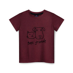 Детская футболка хлопок с принтом Best friends в Курске, 100% хлопок | круглый вырез горловины, полуприлегающий силуэт, длина до линии бедер | киса домашние животные | кот | котик | коты | кошка | кошки