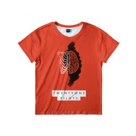 Детская футболка 3D с принтом Twenty One Pilots Red в Курске, 100% гипоаллергенный полиэфир | прямой крой, круглый вырез горловины, длина до линии бедер, чуть спущенное плечо, ткань немного тянется | Тематика изображения на принте: 
