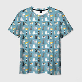 Мужская футболка 3D с принтом Cats в Курске, 100% полиэфир | прямой крой, круглый вырез горловины, длина до линии бедер | киса домашние животные | кот | котик | котики | коты | кошка | кошки