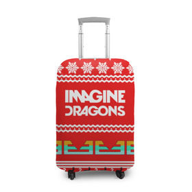 Чехол для чемодана 3D с принтом Праздничный Imagine Dragons в Курске, 86% полиэфир, 14% спандекс | двустороннее нанесение принта, прорези для ручек и колес | dragons | imagine | альтернативный | американская | арена | бэн макки | группа | драгонс | дэн | дэн рейнольдс | знак | имеджин | инди | индирок | красный | надпись | новогодний | новый год | поп | праздник