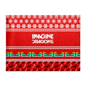 Обложка для студенческого билета с принтом Праздничный Imagine Dragons в Курске, натуральная кожа | Размер: 11*8 см; Печать на всей внешней стороне | dragons | imagine | альтернативный | американская | арена | бэн макки | группа | драгонс | дэн | дэн рейнольдс | знак | имеджин | инди | индирок | красный | надпись | новогодний | новый год | поп | праздник
