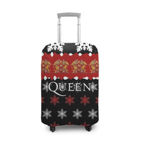 Чехол для чемодана 3D с принтом Праздничный Queen в Курске, 86% полиэфир, 14% спандекс | двустороннее нанесение принта, прорези для ручек и колес | paul rodg | queen | quen | брайан мэй | глэм | группа | джон дикон | знак | квин | королева | красный | куин | меркури | меркьюри | мэркури | надпись | новогодний | новый год | поп | праздник | роджер тейлор