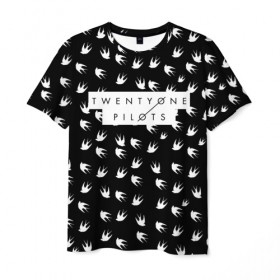 Мужская футболка 3D с принтом Twenty One Pilots Birds White в Курске, 100% полиэфир | прямой крой, круглый вырез горловины, длина до линии бедер | rock | t.o.p. | top | twenty one pilots | рок