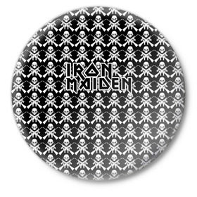 Значок с принтом Iron Maiden в Курске,  металл | круглая форма, металлическая застежка в виде булавки | iron maiden | адриан смит | айрон мейден | гроза | группа | дэйв мюррей | железная дева | ирон майден | метал | мрачный | музыка | песни | рок | стив харрис | тяжелый | флаг | хеви | хевиметал