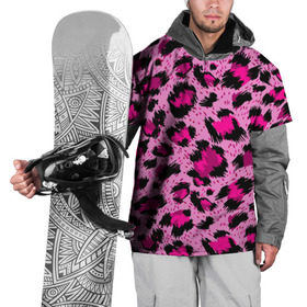 Накидка на куртку 3D с принтом Розовый леопард в Курске, 100% полиэстер |  | гепард | леопард