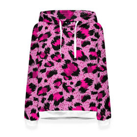 Женская толстовка 3D с принтом Розовый леопард в Курске, 100% полиэстер  | двухслойный капюшон со шнурком для регулировки, мягкие манжеты на рукавах и по низу толстовки, спереди карман-кенгуру с мягким внутренним слоем. | гепард | леопард