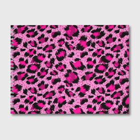 Альбом для рисования с принтом Розовый леопард в Курске, 100% бумага
 | матовая бумага, плотность 200 мг. | Тематика изображения на принте: гепард | леопард