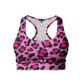 Женский спортивный топ 3D с принтом Розовый леопард в Курске, 82% полиэстер, 18% спандекс Ткань безопасна для здоровья, позволяет коже дышать, не мнется и не растягивается |  | гепард | леопард