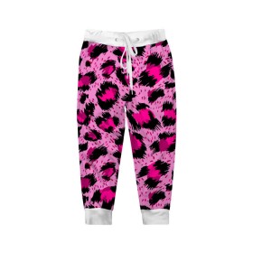 Детские брюки 3D с принтом Розовый леопард в Курске, 100% полиэстер | манжеты по низу, эластичный пояс регулируется шнурком, по бокам два кармана без застежек, внутренняя часть кармана из мелкой сетки | гепард | леопард