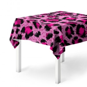 Скатерть 3D с принтом Розовый леопард в Курске, 100% полиэстер (ткань не мнется и не растягивается) | Размер: 150*150 см | Тематика изображения на принте: гепард | леопард