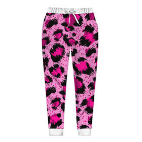 Женские брюки 3D с принтом Розовый леопард в Курске, полиэстер 100% | прямой крой, два кармана без застежек по бокам, с мягкой трикотажной резинкой на поясе и по низу штанин. В поясе для дополнительного комфорта — широкие завязки | Тематика изображения на принте: гепард | леопард