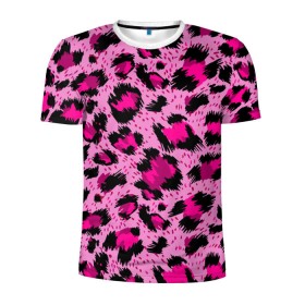 Мужская футболка 3D спортивная с принтом Розовый леопард в Курске, 100% полиэстер с улучшенными характеристиками | приталенный силуэт, круглая горловина, широкие плечи, сужается к линии бедра | гепард | леопард