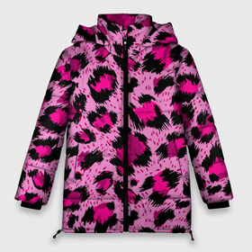 Женская зимняя куртка 3D с принтом Розовый леопард в Курске, верх — 100% полиэстер; подкладка — 100% полиэстер; утеплитель — 100% полиэстер | длина ниже бедра, силуэт Оверсайз. Есть воротник-стойка, отстегивающийся капюшон и ветрозащитная планка. 

Боковые карманы с листочкой на кнопках и внутренний карман на молнии | Тематика изображения на принте: гепард | леопард