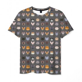 Мужская футболка 3D с принтом Коты_8 в Курске, 100% полиэфир | прямой крой, круглый вырез горловины, длина до линии бедер | киса домашние животные | кот | котик | котики | коты | кошка | кошки