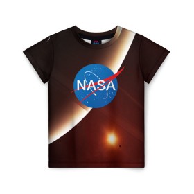 Детская футболка 3D с принтом NASA SPACE в Курске, 100% гипоаллергенный полиэфир | прямой крой, круглый вырез горловины, длина до линии бедер, чуть спущенное плечо, ткань немного тянется | galaxy | nasa | space | астрономия | известные | космос | наса | планеты | сатурн