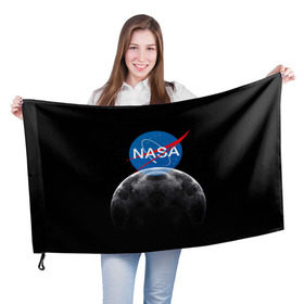 Флаг 3D с принтом NASA MOON в Курске, 100% полиэстер | плотность ткани — 95 г/м2, размер — 67 х 109 см. Принт наносится с одной стороны | galaxy | moon | nasa | space | астрономия | известные | космос | луна | наса | планет