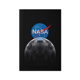 Обложка для паспорта матовая кожа с принтом NASA MOON в Курске, натуральная матовая кожа | размер 19,3 х 13,7 см; прозрачные пластиковые крепления | galaxy | moon | nasa | space | астрономия | известные | космос | луна | наса | планет