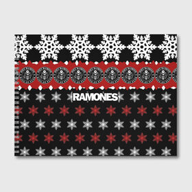 Альбом для рисования с принтом Праздничный Ramones в Курске, 100% бумага
 | матовая бумага, плотность 200 мг. | ramones | группа | джонни | джоуи | ди ди томми | знак | красный | марк | надпись | новогодний | новый год | панк | поп | праздник | раманес | раманэс | рамон | рамонес | рамонэс | рамоун | рамоунз | рамоунс