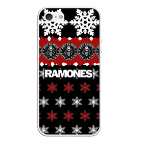 Чехол для iPhone 5/5S матовый с принтом Праздничный Ramones в Курске, Силикон | Область печати: задняя сторона чехла, без боковых панелей | ramones | группа | джонни | джоуи | ди ди томми | знак | красный | марк | надпись | новогодний | новый год | панк | поп | праздник | раманес | раманэс | рамон | рамонес | рамонэс | рамоун | рамоунз | рамоунс