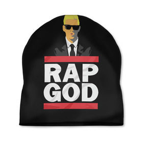 Шапка 3D с принтом Rap God Eminem в Курске, 100% полиэстер | универсальный размер, печать по всей поверхности изделия | actor | american rapper | composer | eminem | music | rap | rap god | record producer |   | актёр | американский | композитор | музыка | музыкальный продюсер | рэп | рэпер