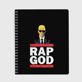 Тетрадь с принтом Rap God Eminem в Курске, 100% бумага | 48 листов, плотность листов — 60 г/м2, плотность картонной обложки — 250 г/м2. Листы скреплены сбоку удобной пружинной спиралью. Уголки страниц и обложки скругленные. Цвет линий — светло-серый
 | actor | american rapper | composer | eminem | music | rap | rap god | record producer |   | актёр | американский | композитор | музыка | музыкальный продюсер | рэп | рэпер