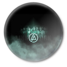 Значок с принтом Группа Linkin Park в Курске,  металл | круглая форма, металлическая застежка в виде булавки | Тематика изображения на принте: chester bennington | linkin park | беннингтон честер | линкин парк | майк
