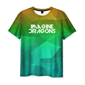 Мужская футболка 3D с принтом IMAGINE DRAGONS в Курске, 100% полиэфир | прямой крой, круглый вырез горловины, длина до линии бедер | Тематика изображения на принте: геометрия | градиент | драгонс | треугольники