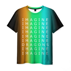 Мужская футболка 3D с принтом IMAGINE DRAGONS в Курске, 100% полиэфир | прямой крой, круглый вырез горловины, длина до линии бедер | evolve | imagine dragons | new age | вокалист | группа | драгонс | известные | личности | надписи | реп | рок | триколор | фирменные цвета | яркие